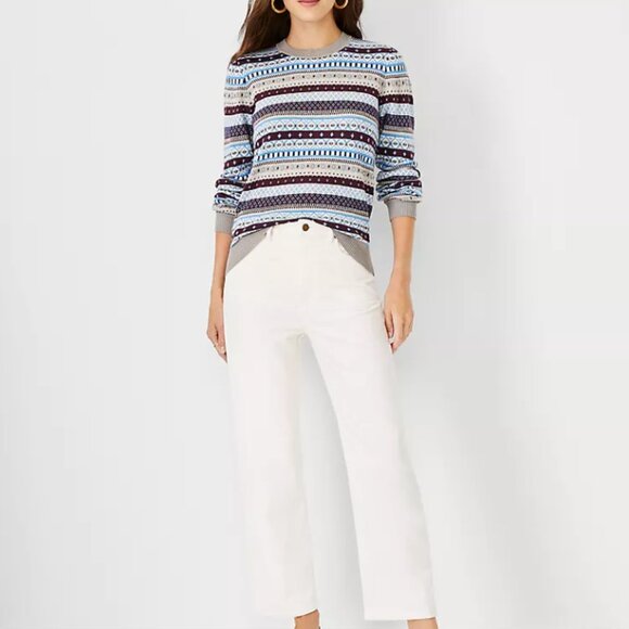 Ann Taylor The Easy Straight Corduroy Pant, High-Rise, Ivory Cream, size 2 EUC - Picture 2 of 11